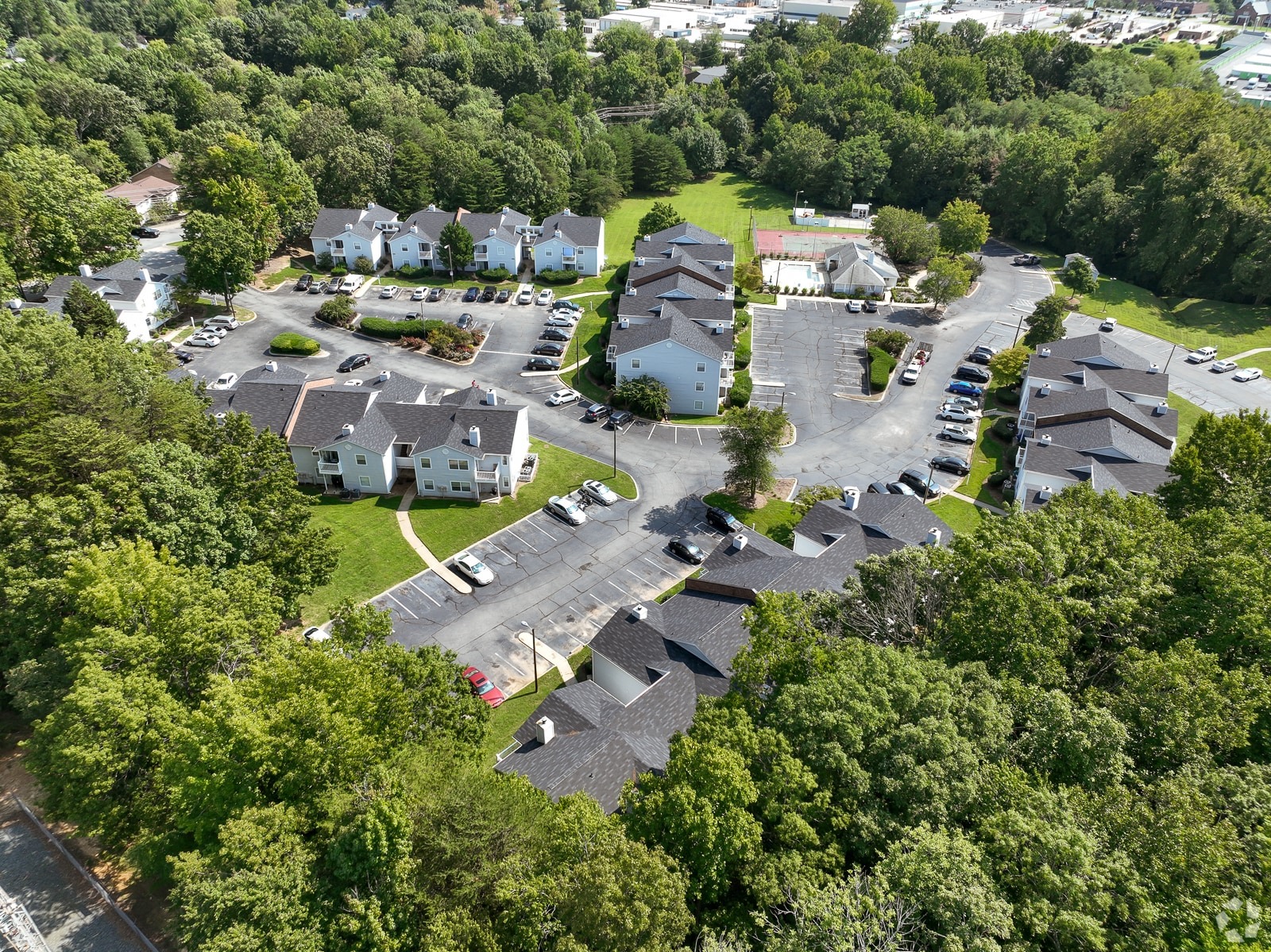 aerial view of apartments at Sedgefield Square